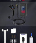 Hassle Free 40 Amp Level Two Electric Vehicle Charger 240v Nema 14-50 Plug Heavy Duty kit including charger, cables, manual, and mounting hardware.
