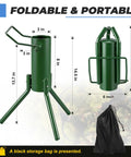 Foldable Bow Stand With Quiver Holder For Compound Bows And Traditional Longbows Ground Archery Stand Green Dimensions