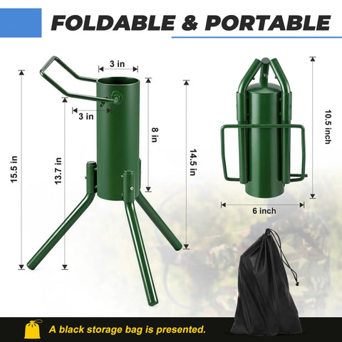 Foldable Bow Stand With Quiver Holder For Compound Bows And Traditional Longbows Ground Archery Stand Green Dimensions