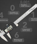 6 Inch Digital Caliper Workhorse With Auto Off And Big LCD Screen Stainless Steel Electronic Vernier Caliper Ready For Precision To 0.001 Inch Or 0.01 Millimeter Easy To Use For Jewelry Making Machining Woodworking And DIY, displaying measurements on LCD.