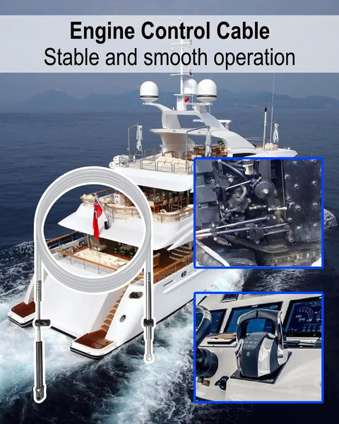 12 Ft Replacement Boat Engine Control Cable For Mercury Mariner Engines CC17912 displayed on yacht