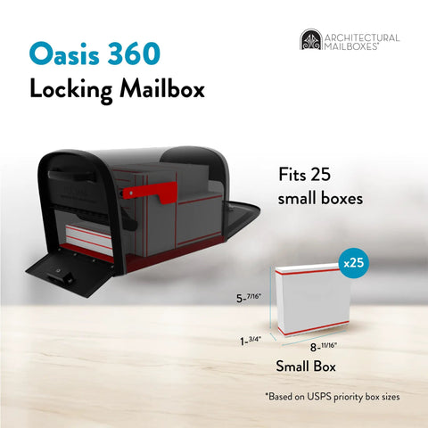 Oasis 360 Locking Parcel Mailbox Extra Large Built Tough Heavy Duty Galvanized Steel With Black Powder Coat Finish