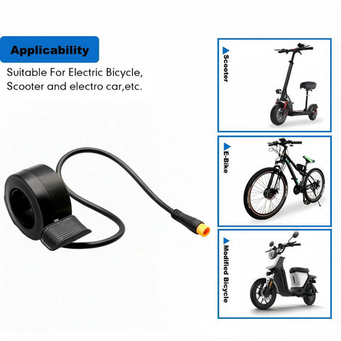 Upgraded Ebike Thumb Throttle 130X Waterproof 3 Pin Connector For 12V To 72V Controllers Universal Fit Easy Install Left Or Right On 22.2 Millimeter Handlebars Speed Control Accelerator For Electric Bike And Scooter Conversions