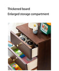 Retro Wooden Desktop File Cabinet With 4-Tier A4 Storage Box for Office Supplies, open drawers showing interior storage