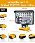 Cordless LED Work Light Compatible With 18V 20V Max Batteries 108W 5400LM Portable Flood Light battery display