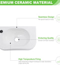 Rectangular Wall Mount Vessel Sink In White Porcelain Ceramic With Faucet And Drain, seamless design and quality features