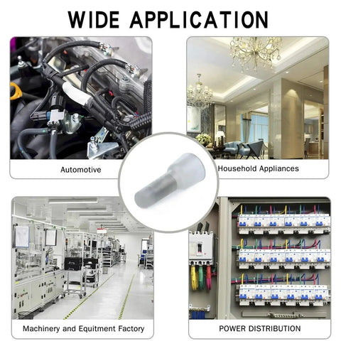 Huge 230Pcs Nylon Closed End Wire Crimp Connectors Kit With CE1 CE2 CE5 Terminals Featuring Premium Insulated Ferrules And Translucent Safety Design For Fast Electrical Fixes And Short Circuit Protection. used in automotive and power distribution wiring