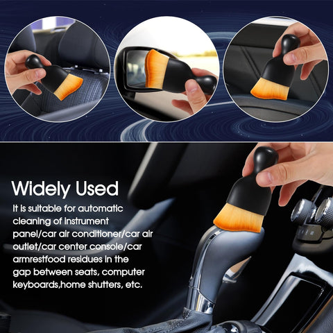 3 Piece Car Interior Detail Dust Brush Set With Soft Microfiber Dual Head Duster cleaning gear shift in car