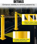 Rock Solid Steel Safety Bollard Heavy Duty Four Pack 48 Inch Tall Bright Yellow Traffic Posts With 4.5 Inch Diameter Pipe Design for increased visibility.