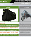 Heavy Duty Tricycle Cover For Adults 420D Waterproof All Weather Protection Windproof And UV Resistant Universal Fit For Electric Trikes And 3 Wheel Bikes Ideal For Outdoor Storage, black cover