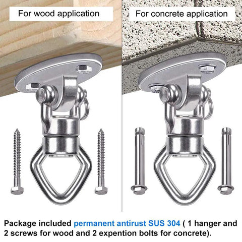 Beefy Bearing Swivel Swing Hanger 800Lb Capacity Stainless Steel Ceiling Mount Kit For Aerial Silks Swings Hammocks