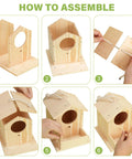 DIY Wooden Bird House Kit For Kids Ages 4 And Up Build And Paint Craft Set With Pre Drilled Pieces Includes Paints And Brushes, Easy To Follow Instructions For Creative Family Fun. assembly steps
