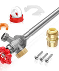 Frost Free Outdoor Sillcock With Anti Siphon Backflow Preventer, Lead Free Brass Frost Proof Faucet Bib With Half Inch Push To Fit Connector And Three Quarter Inch Hose Bibb Spigot, Durable Outdoor Water Faucet