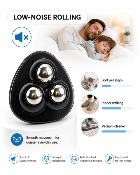 Zero Friction Heavy Duty Appliance Casters And Rollers Silent Silicone Feet For Kitchen Countertops Blenders Ovens Glide Your Gear Without Breaking A Sweat. Close-up of low-noise rolling mechanism with metal balls.
