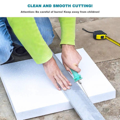 Person using Hot Wire Foam Cutter 15W Electric Styrofoam Cutting Tool for Foam Board Crafts 4 Inch Cutting Pen Fast Heat Up to 302 F.