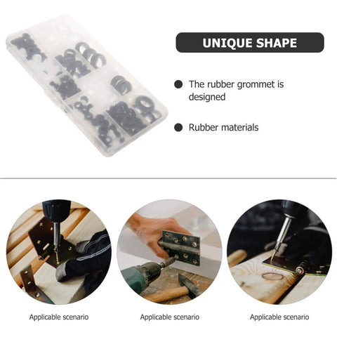 180 Piece Rubber Grommet Assortment Kit For Wires And Ceiling Fans, lightweight rubber grommets in plastic case for wire protection