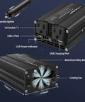 Road Warrior Approved 500 Watt Power Inverter For Cars Converting DC 12V To 110V AC with USB ports and cooling fan design.