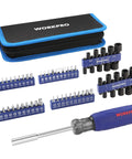61 Piece Magnetic Screwdriver Bits And Nut Driver Set With Organizer Bag For Home Improvement DIY Tools Kit in blue case