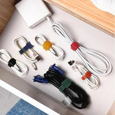 102 Piece Reusable Hook And Loop Cable Ties Set, 8 Inch Multicolor Nylon Fabric Fastening Straps for Cable Management