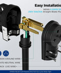 Open view of 1 Pack NEMA 6-50R 50A 250V Female Welder Receptacle showing internal wiring and grounding setup.