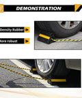 Beefy Heavy Duty Wheel Chocks For Trailers RVs Campers Trucks And Small Aircraft - Solid Rubber Block With 3 Reflective Strips, 4 Pack