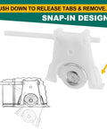 Four Pack Sliding Screen Door Roller Assembly With 1-1/4 Inch Concave Nylon Wheels close-up of snap-in design and release tabs.