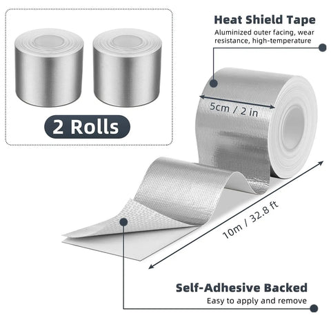Two Rolls Heavy Duty Aluminum Foil Tape Heat Shield Reflective Barrier For High Temp Sealing And Insulation 2 Inch By 32.8 Feet Each Roll Workhorse Adhesive Tape For DIY Projects