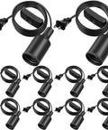 Ten Pack Hanging Light Cord With Switch for E26 E27 Pendant Socket Lantern Black 6 Foot Lamp Extension Cord Kit