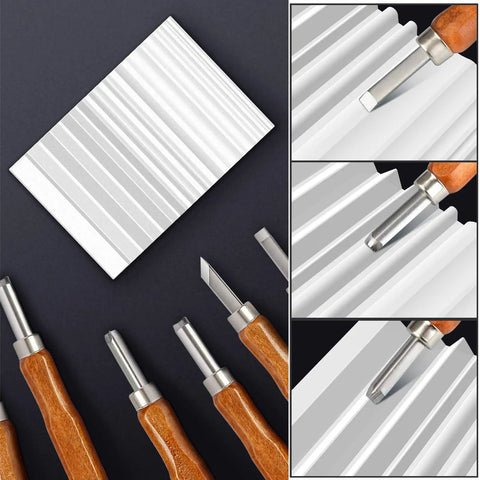 Wood Carving Sharpener 1000 Grit Whetstone With Extra Grooves For Chisels And Gouges, Durable White Corundum Stone With Tools