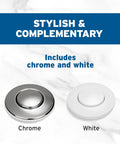 Dual Outlet Sink Top Air Switch Kit For Garbage Disposer Systems No Sweat Install Chrome White Finish No Wrench Button