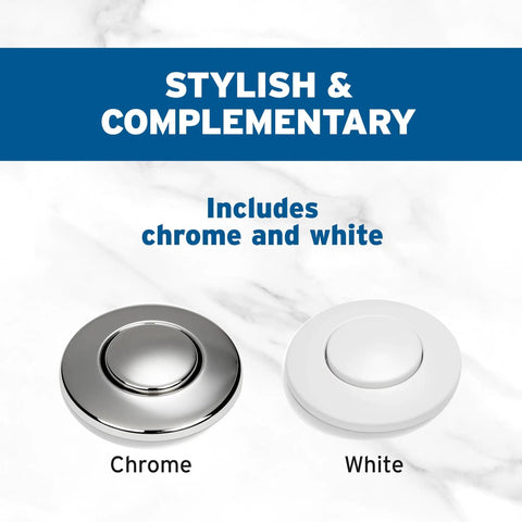 Dual Outlet Sink Top Air Switch Kit For Garbage Disposer Systems No Sweat Install Chrome White Finish No Wrench Button