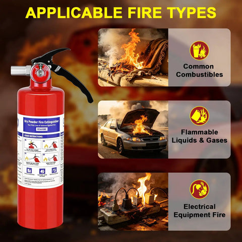 Top Shelf Two Pack Dry Chemical Fire Extinguishers With Wall Bracket 2.5 Lb 1A 10B C Rated Badass Heat Resistant Home Garage Auto And Shop Killer Safety Gear