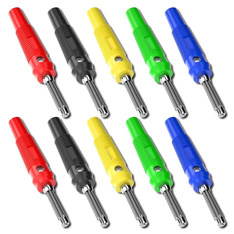 High Current 4mm Banana Plugs Stackable 32A Screw Type Solderless Connectors Copper With PVC Insulation For DIYers And Lab Nerds