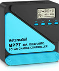 40A MPPT Solar Charge Controller For 12/24V Systems With Adjustable LCD, Timer, And Dual USB Ports on white background