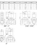 Technical diagram of Beefy 1 Inch Stainless Steel Solenoid Valve 12V DC Normally Closed Electric Valve with dimensions