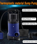 Submersible Sump Pump 1100W High Flow 4000 GPH for pool pond rooftops drainage with hose and UL wire