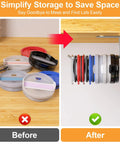 Before and after use of Durable Tumbler Lid Organizer Two Pack Featuring Space Saving Under Cabinet Hangers For All Cups.