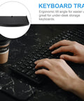 Built Tough Ergonomic Keyboard Tray Under Desk Slide Out Platform With Adjustable Tilt Angle Black Pp with hands typing.