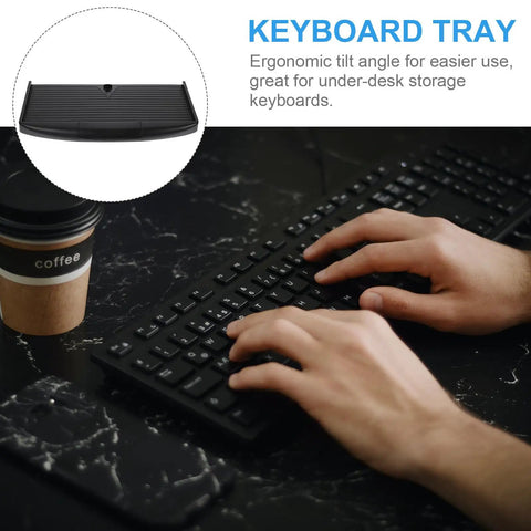 Built Tough Ergonomic Keyboard Tray Under Desk Slide Out Platform With Adjustable Tilt Angle Black Pp with hands typing.