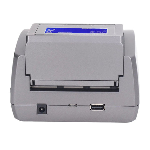 Back view of Denomination Bill Detector With HD LCD Display Quick Counterfeit Checks Using MG IR MT Detection Portable Handle