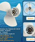 Yamaha Outboard Propeller 14X11 Aluminum 3 Blade Right Rotation 15 Spline Hub Fits 50-130HP Boats Motors OEM 6E5 45954 00 EL