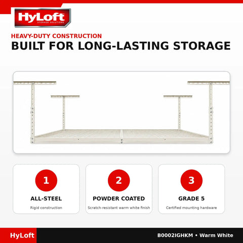 Keep That Garage Floor Clear Heavy Duty Overhead Storage Rack Adjustable Ceiling Mount 45 By 45 Inch Steel Hanging Shelf Stack Your Gear Top Tier Space Saving Organizer Built To Handle Two Hundred Fifty Pounds