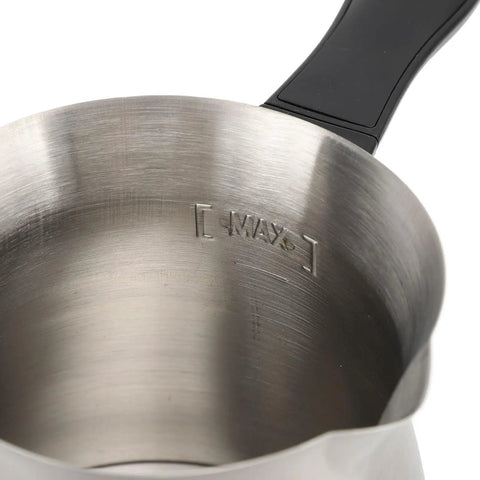 Close-up of the 110V Electric Turkish Coffee Pot With 600ML Stainless Steel Build For Home Use showing interior max fill line