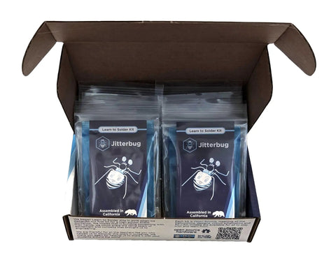 Jitterbug DIY Soldering Kit For Beginners Interactive Hands On Electronics Projects For Students And STEM Classes Includes Vibration Motor Circuits With Battery Bulk Educator Pack For Classroom Soldering Practice And Fun, 8-pack box