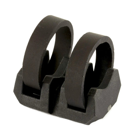 Universal Tactical Light Mount V-Block And Rings For Handheld Lights 0.75 To 1.04 Inch Diameter, Reinforced Polymer With Mil-Spec Aluminum, Lightweight And Durable Rail Attach Kit For Rifles And AR Platforms. close-up of black V-block rings