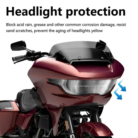 Beefed Up Waterproof Front Headlight Guard For Road Glide CVO FLTRXSE 2023 2024 And Road Glide ST 2024 Smoky Gray Headlamp Shield