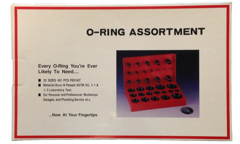 O Ring Kit Buna N 70A Durometer Black 401 Pieces In 32 Sizes With Plastic Case for Fluid and Hydrocarbon Sealing