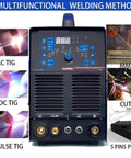 5 In 1 Aluminum TIG Welder With AC DC Pulse Inverter, MMA Cutting Capabilities, Remote Pedal Control, Large LED Digital Display