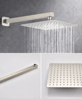 Shower Faucet Set With Waterfall Tub Spout And Rainfall Head Wall Mounted 10 Inch Rain Shower System brushed nickel components
