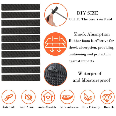 Non Slip Furniture Pads 30 Pack Brown Self Adhesive Rubber Floor Protectors For Hardwood Floors features and benefits illustration